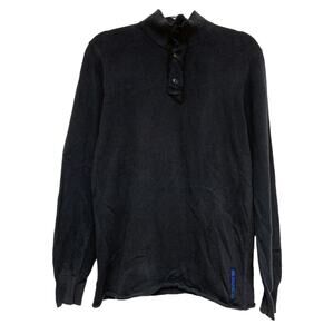Vintage Polo Ralph Lauren Mens Size S Black 3/4 Button Up Pullover Sweater
